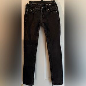 Miss Me Black Jeans Size 27 with Decorative Stitching